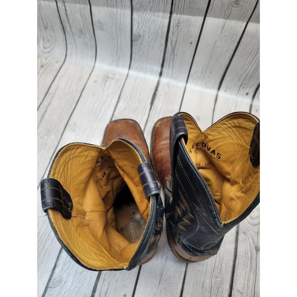 Tecovas The Doc Tan Blue Bison Cowboy Boots Western Men's 10.5 Read Description